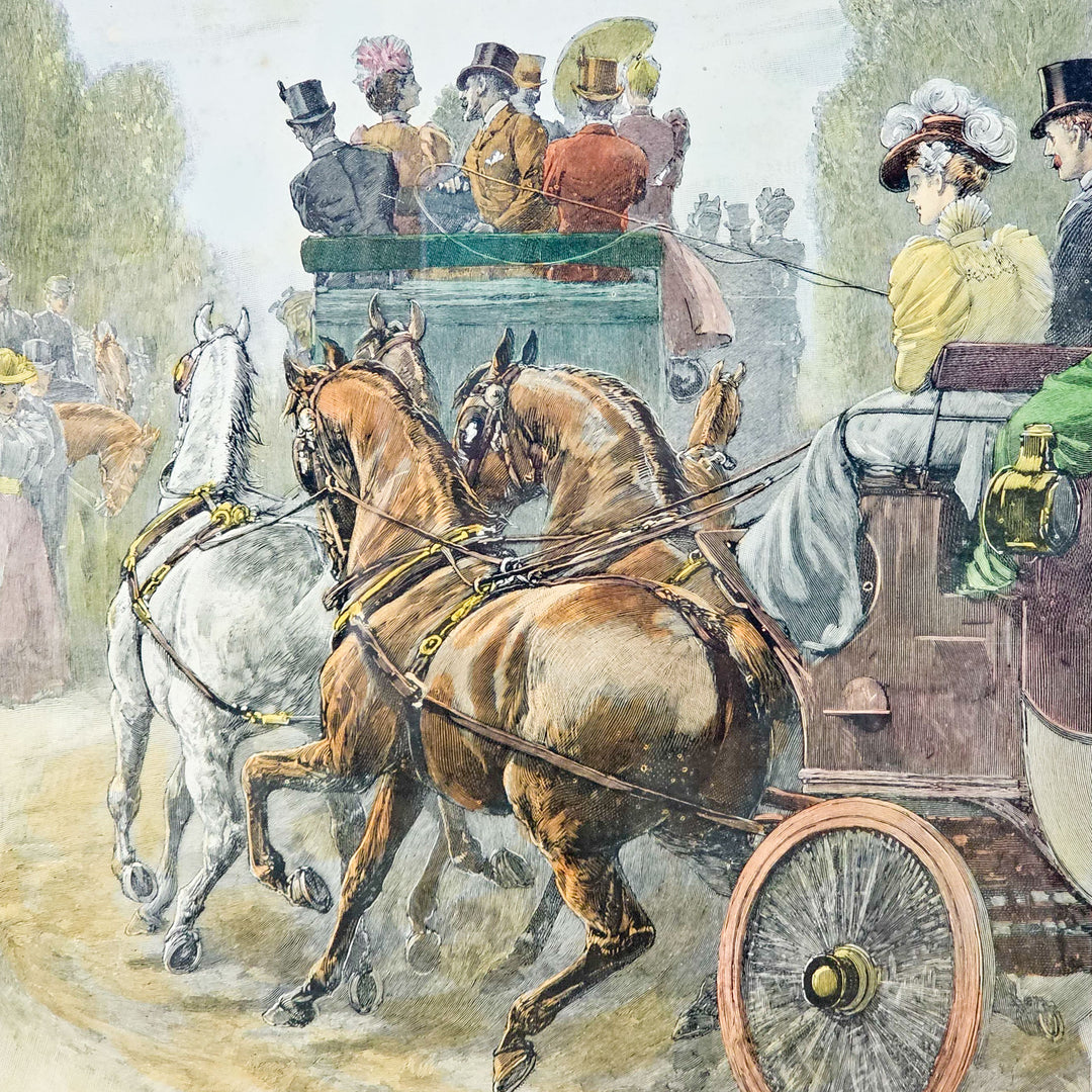 19th Century engraving: horse-drawn coaches in Hyde Park