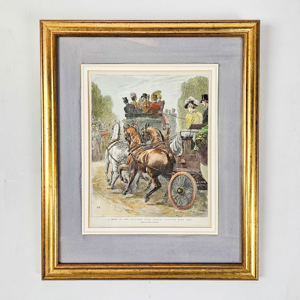 Vintage Victorian-era artwork: "Driving Through Hyde Park" by John Charlton