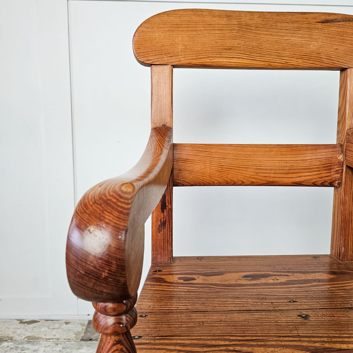Antique Pitch Pine Armchair, Early 20th Century