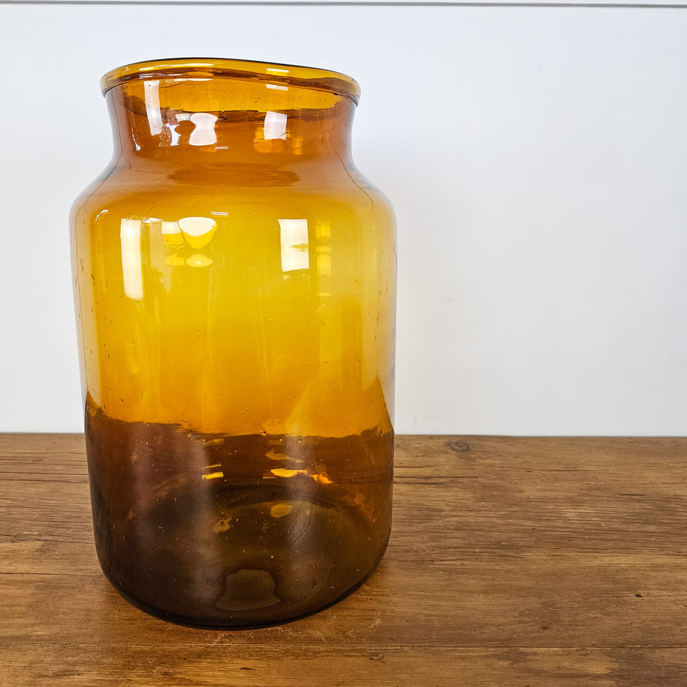 Apothecary Style Jar - Large Brown Glass with Wide Neck