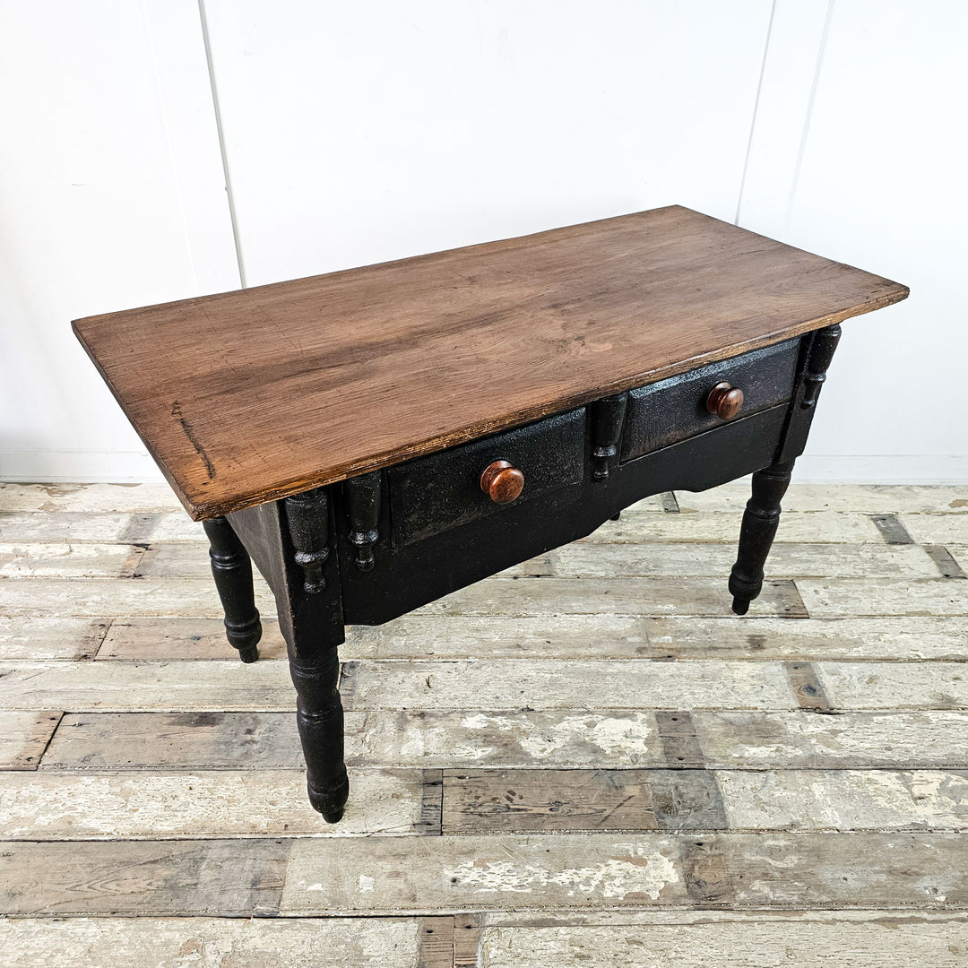 Vintage pine furniture with authentic black paint finish.