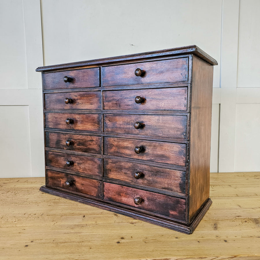 Vintage Bank of Drawers in Mahogany and Plywood