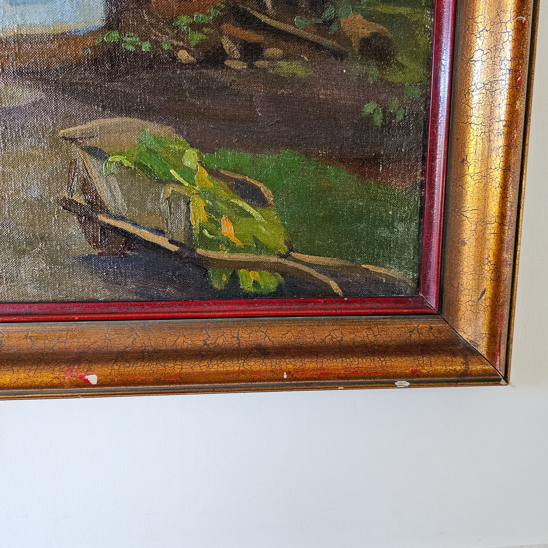 Antique Dutch Oil Painting on Canvas, 20th Century
