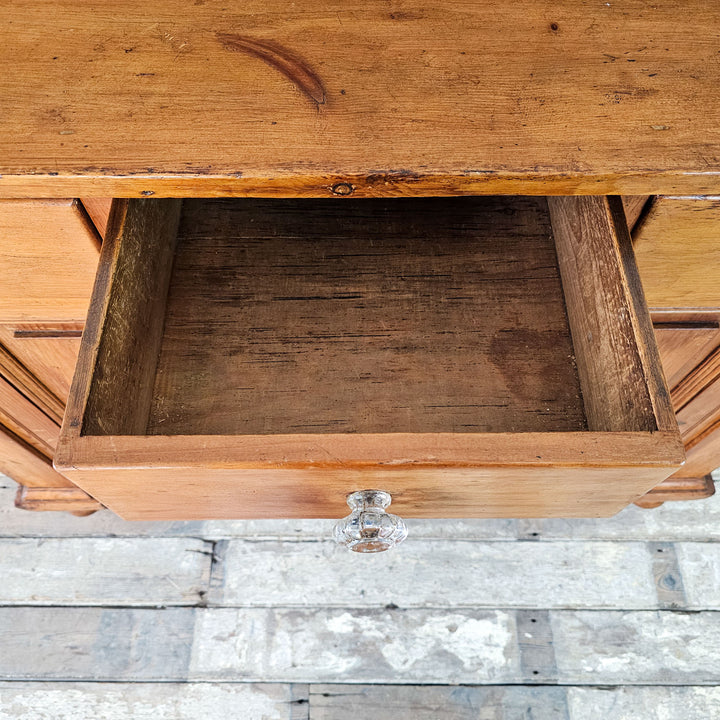 Internal picture of one of the drawers on an antique pine dresser 