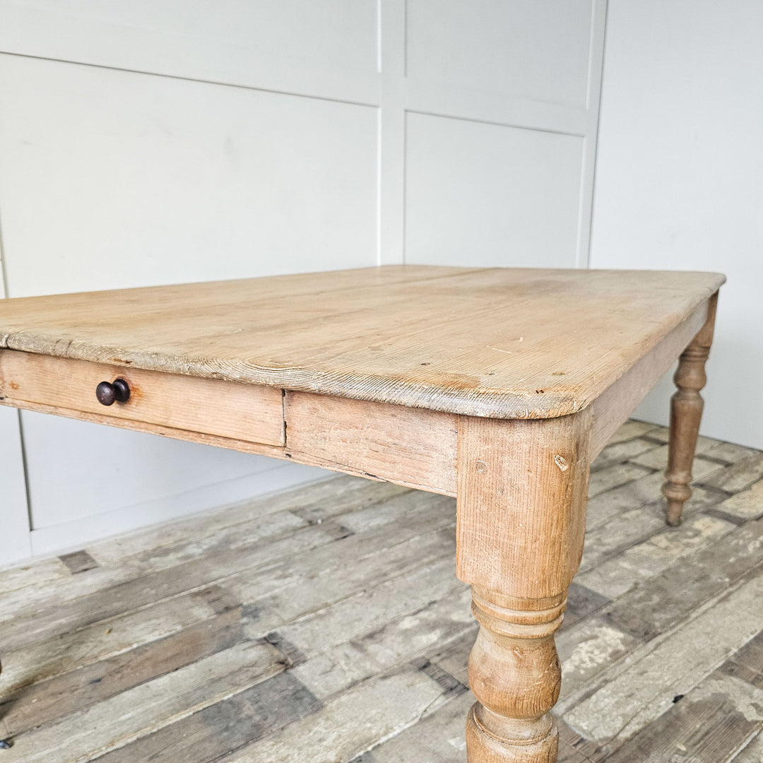 Vintage pine table with practical end drawers