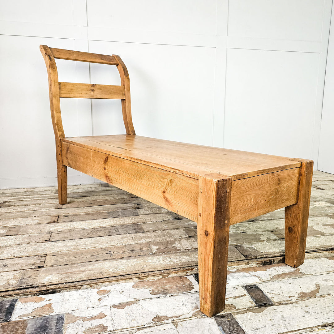 Rustic French pine bench from the early 1900s.

