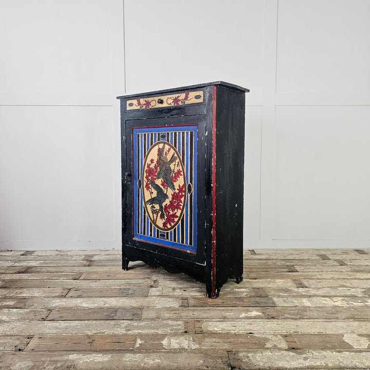 Antique French painted pine cupboard from the 19th century