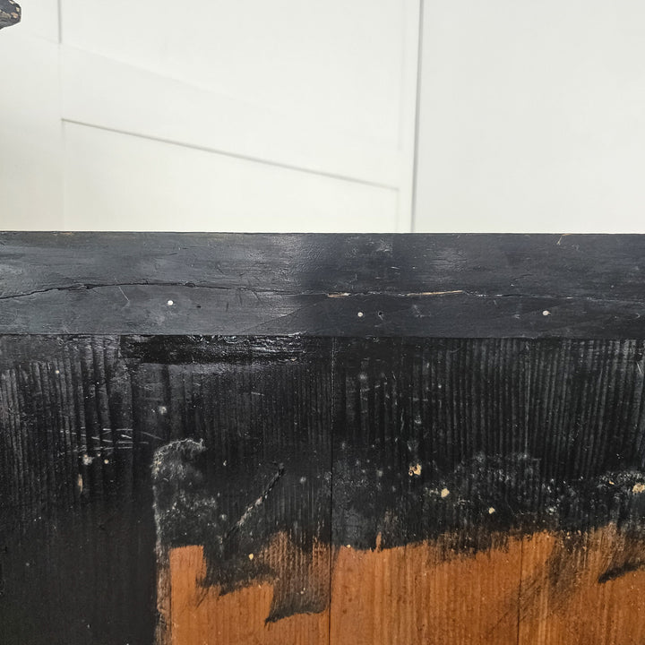 19th century French pine cabinet with painted folk decoration