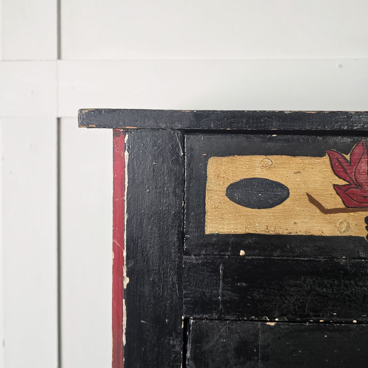 Handpainted antique French cupboard with enclosed shelving