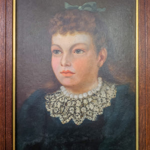 Traditional portrait of girl in ribbon and lace