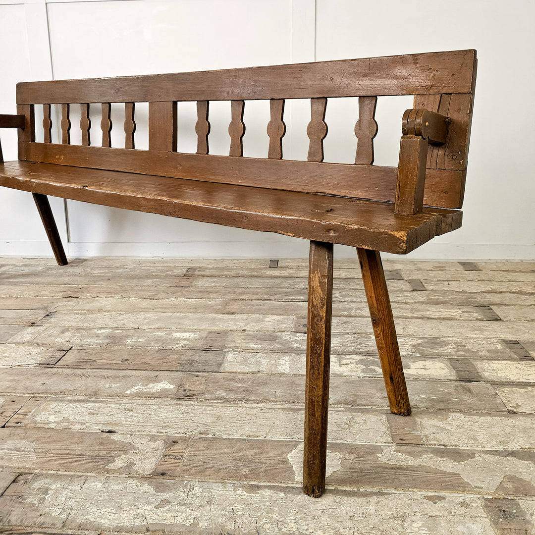 Farmhouse style pine bench with reversible back