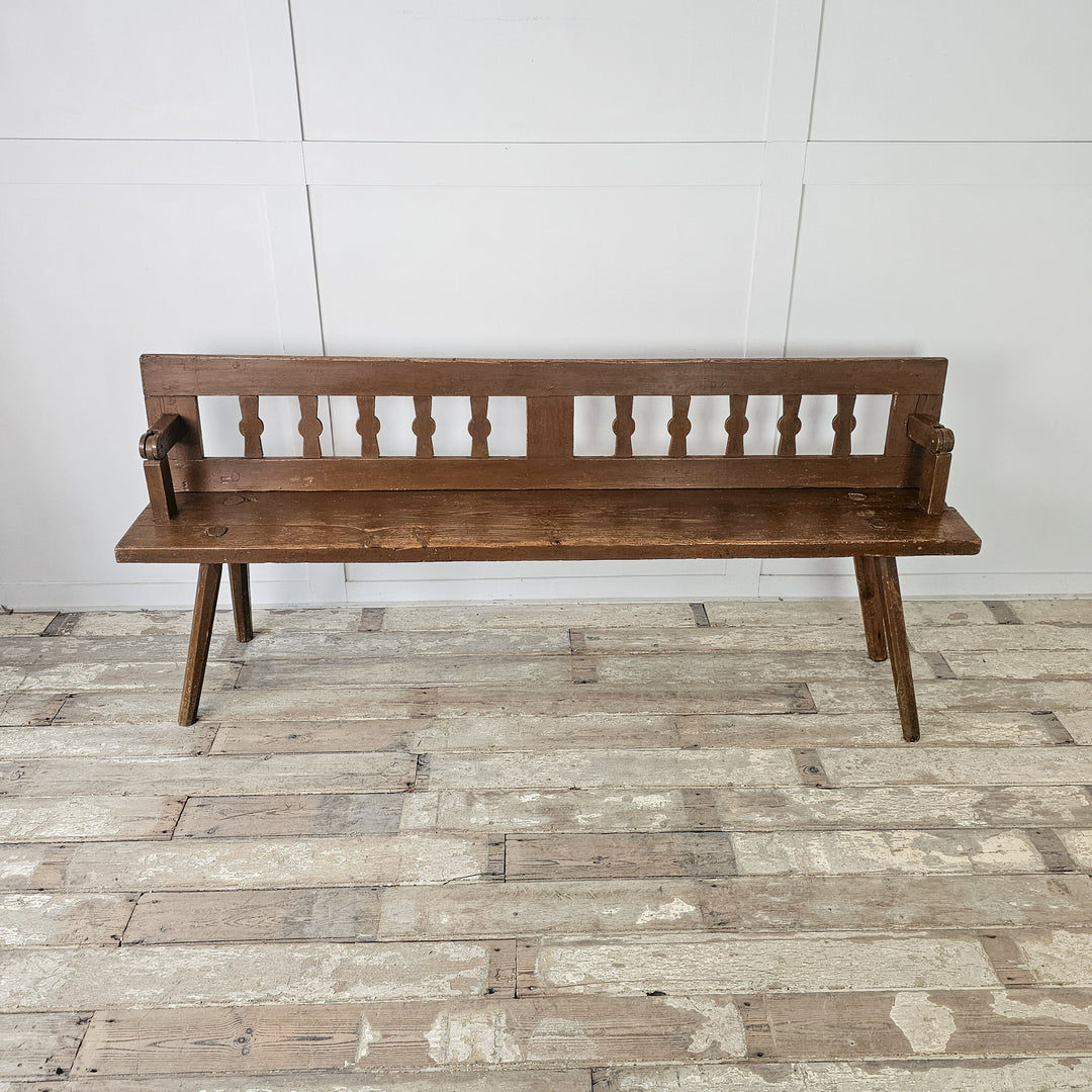 Vintage church bench with simple stick construction