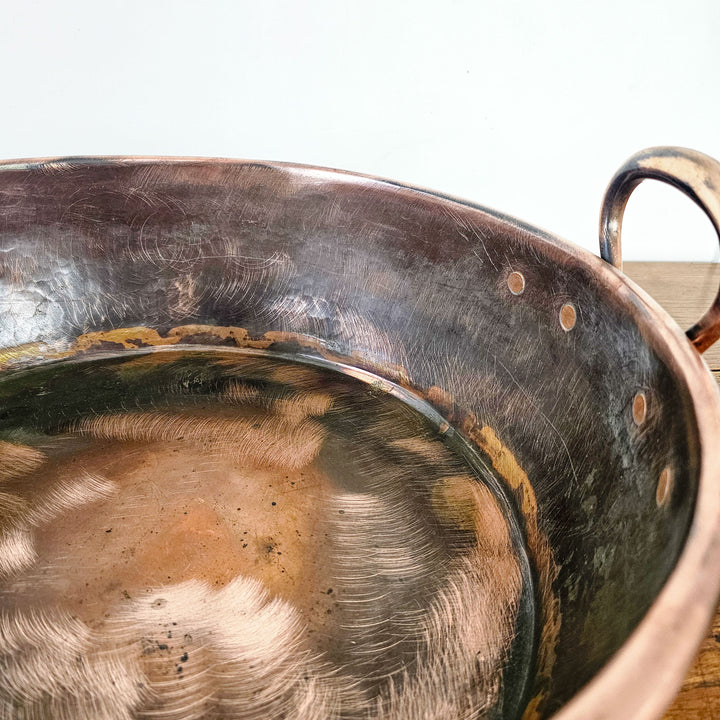Vintage jam-making pan, authentic patina, charming details.
