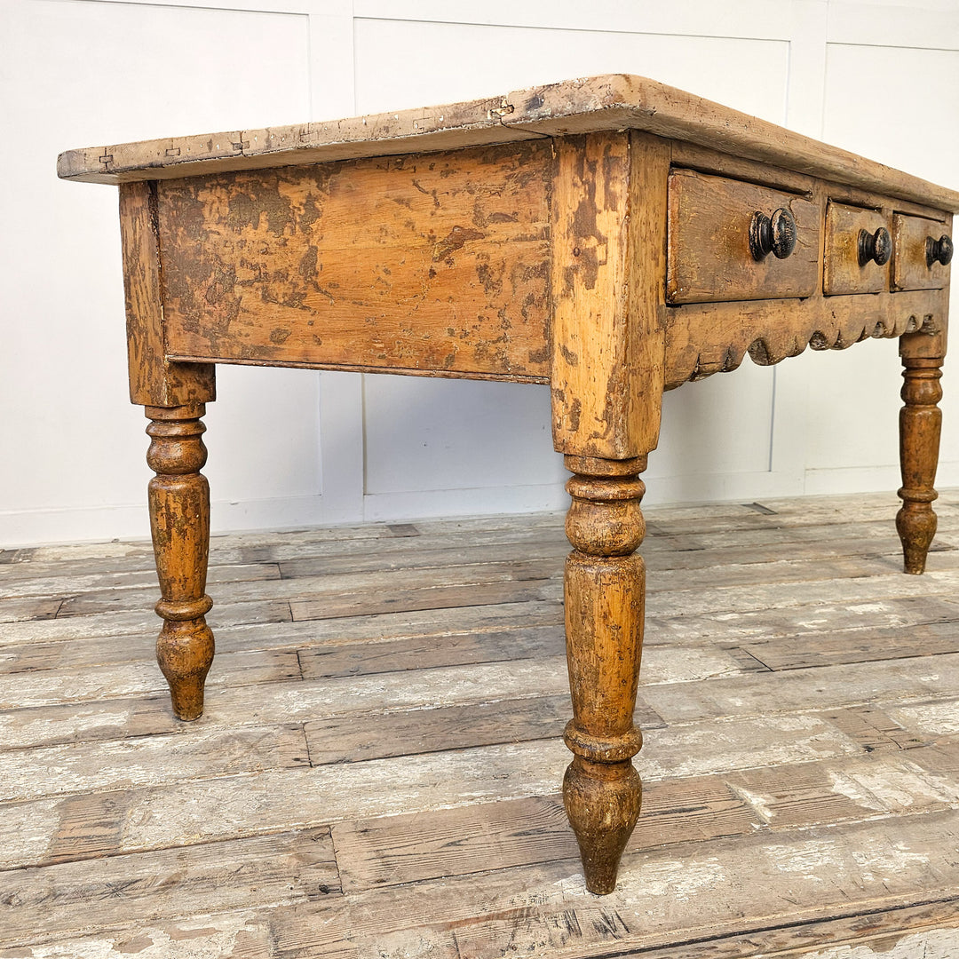 Victorian table with turned legs and storage