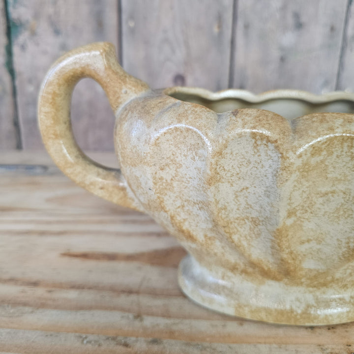 Vintage stoneware mantel vase with handles