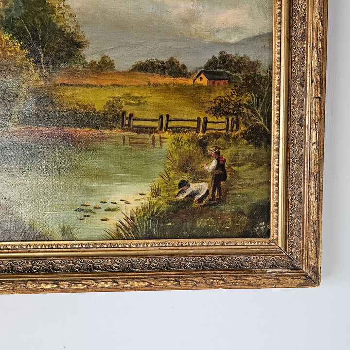 Edwardian Oil Painting in Gilt Frame, Early 20th Century