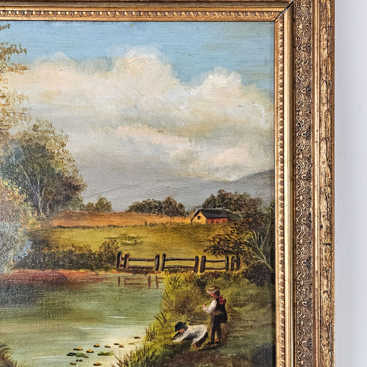 Edwardian Oil Painting in Gilt Frame, Early 20th Century