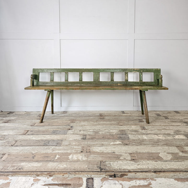 Functional antique pine bench with original surface
