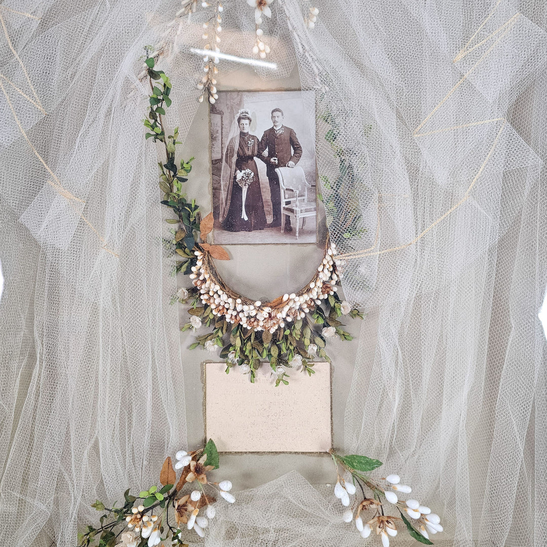 1908 wedding keepsake with bride and groom photograph

