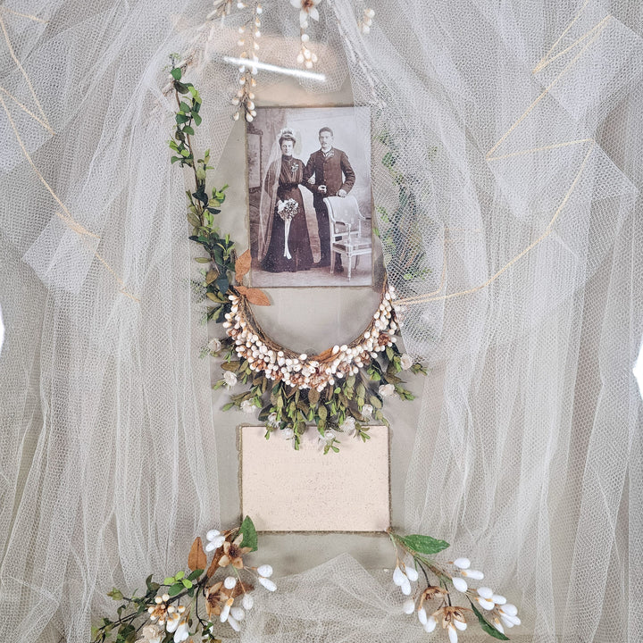 1908 wedding keepsake with bride and groom photograph
