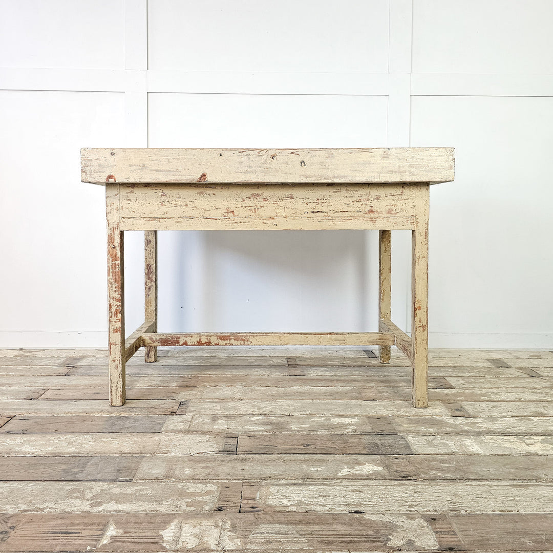 French console table with two drawers and stretcher
