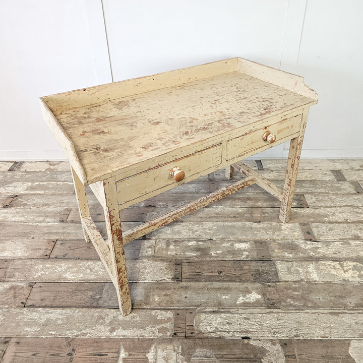 Painted pine table with original finish
Late 1800s French table with frieze drawers
