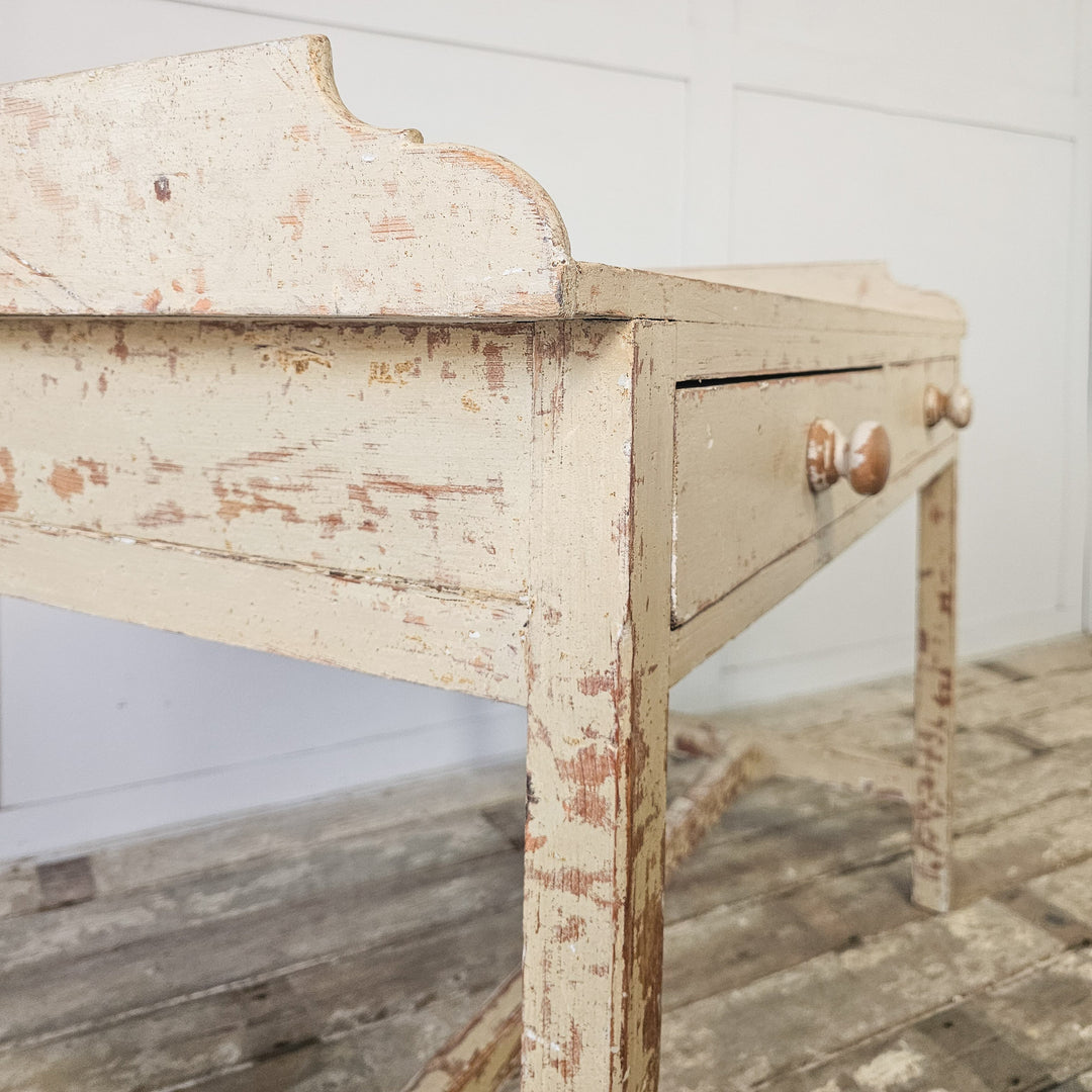 Pine console table with cream painted surface
