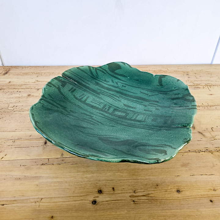 Large Vintage Studio Pottery Leaf Platter
