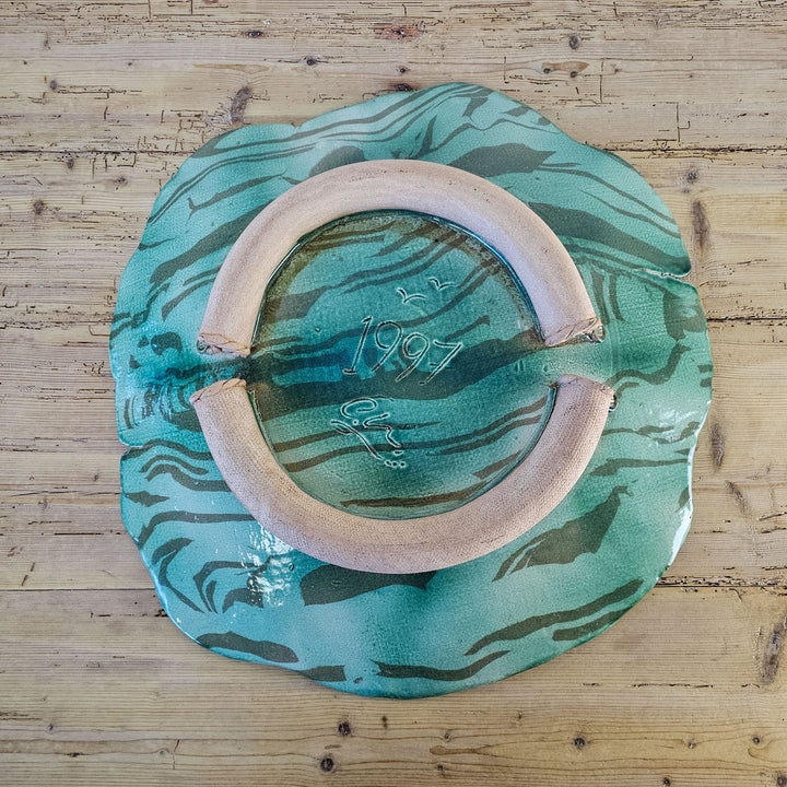 Large Vintage Studio Pottery Leaf Platter