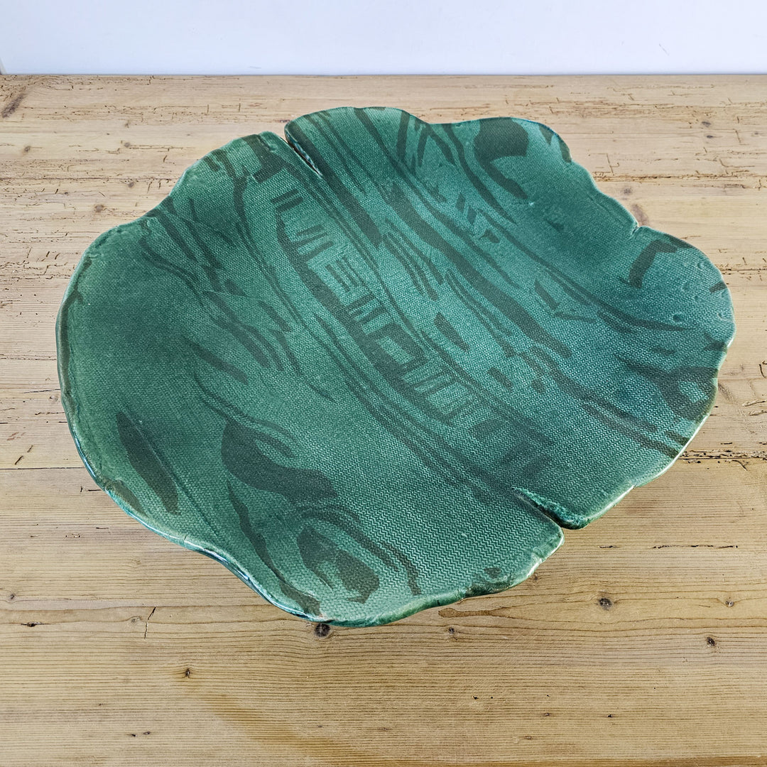 Large Vintage Studio Pottery Leaf Platter