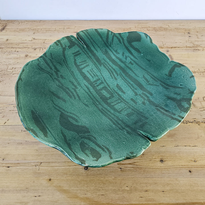 Large Vintage Studio Pottery Leaf Platter