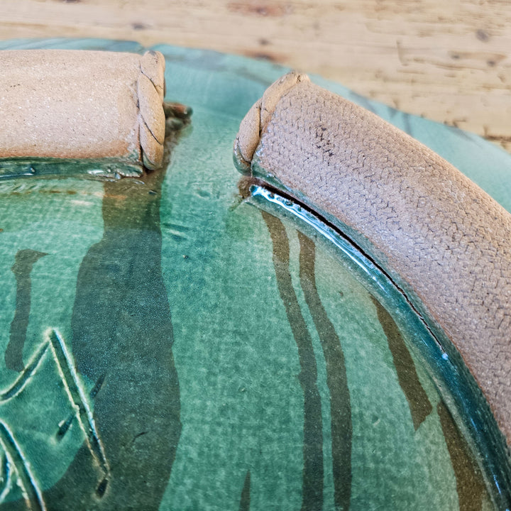 Large Vintage Studio Pottery Leaf Platter