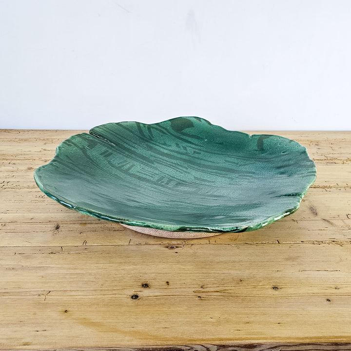 Large Vintage Studio Pottery Leaf Platter
