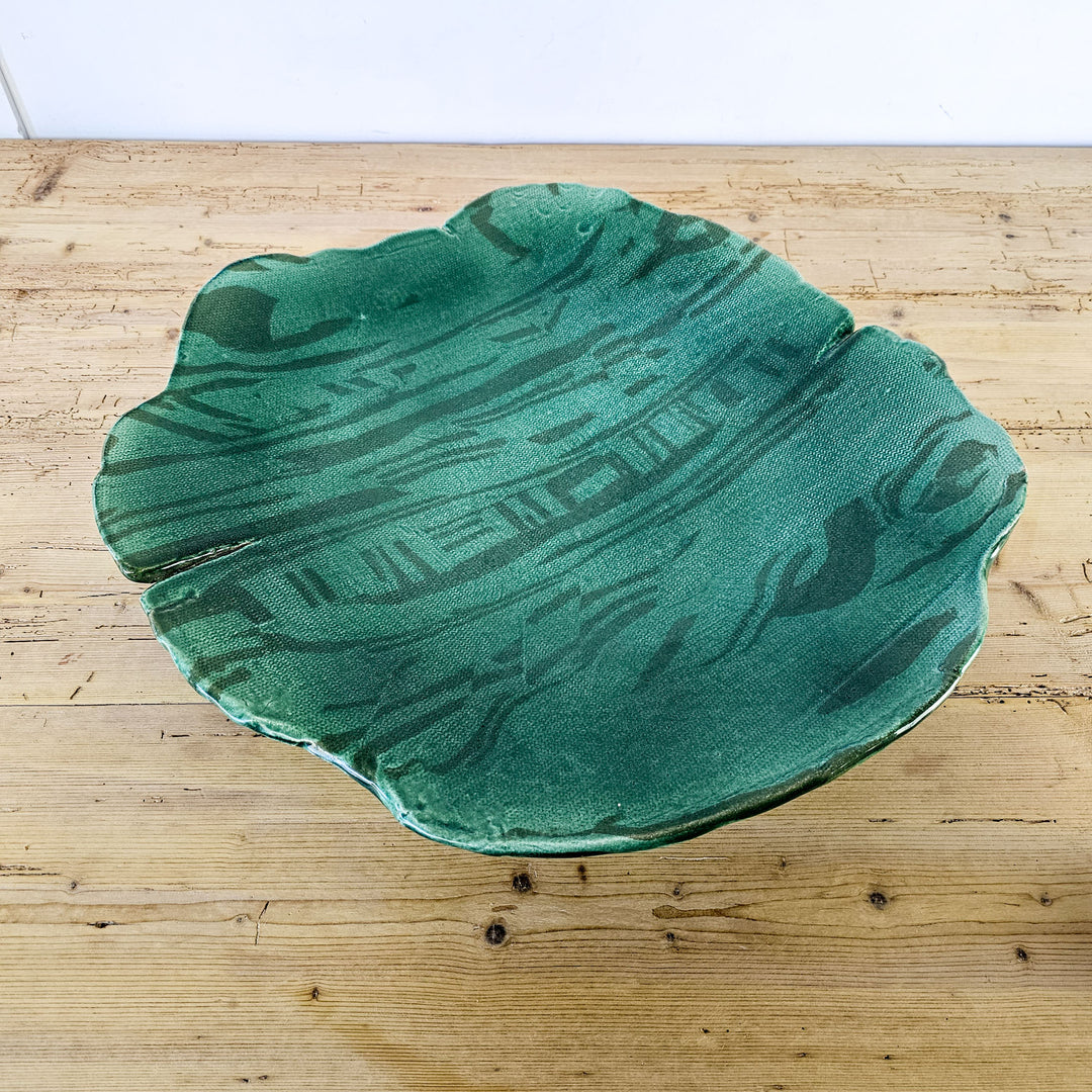 Large Vintage Studio Pottery Leaf Platter