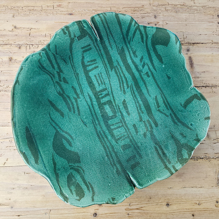Large Vintage Studio Pottery Leaf Platter