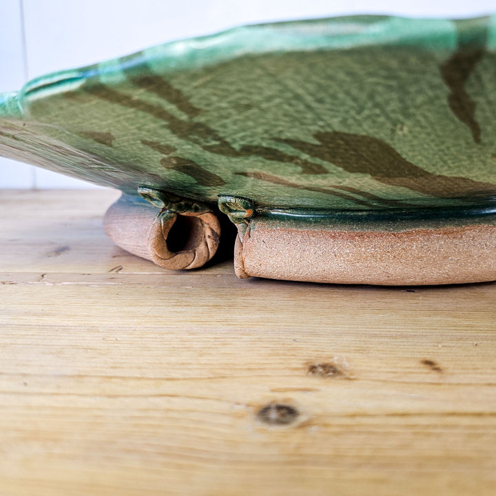 Large Vintage Studio Pottery Leaf Platter
