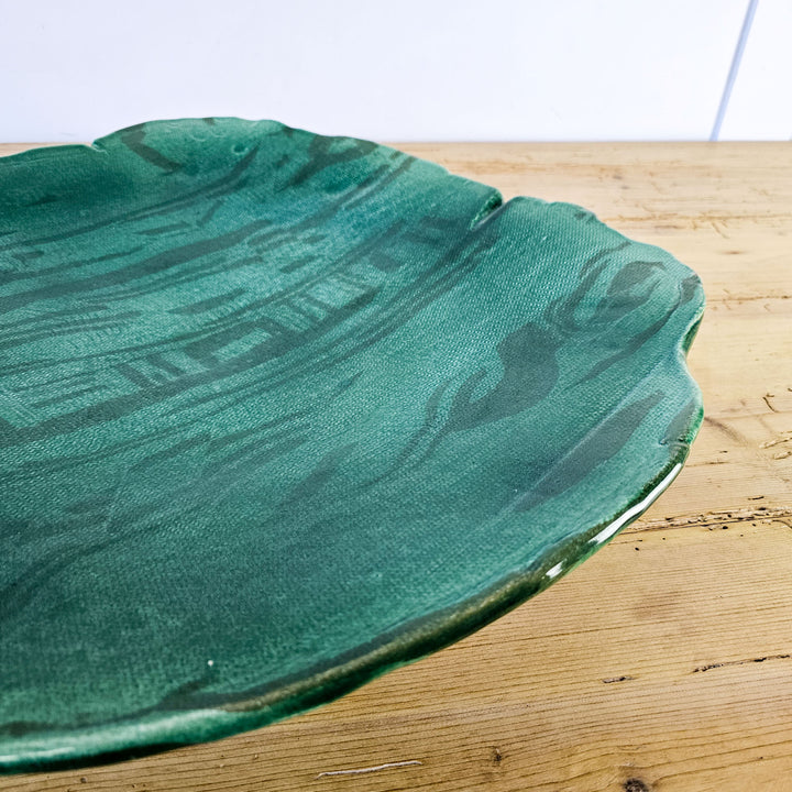 Large Vintage Studio Pottery Leaf Platter