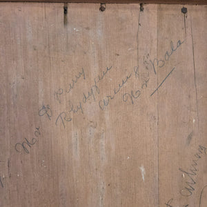 Antique Victorian painted pine chest of drawers stripped back to reveal its red finish. Features five drawers in two over three layout, fitted with knobs, raised on bun feet. A painted pine chest perfect for bedroom storage, farmhouse interiors or rustic sideboard use.