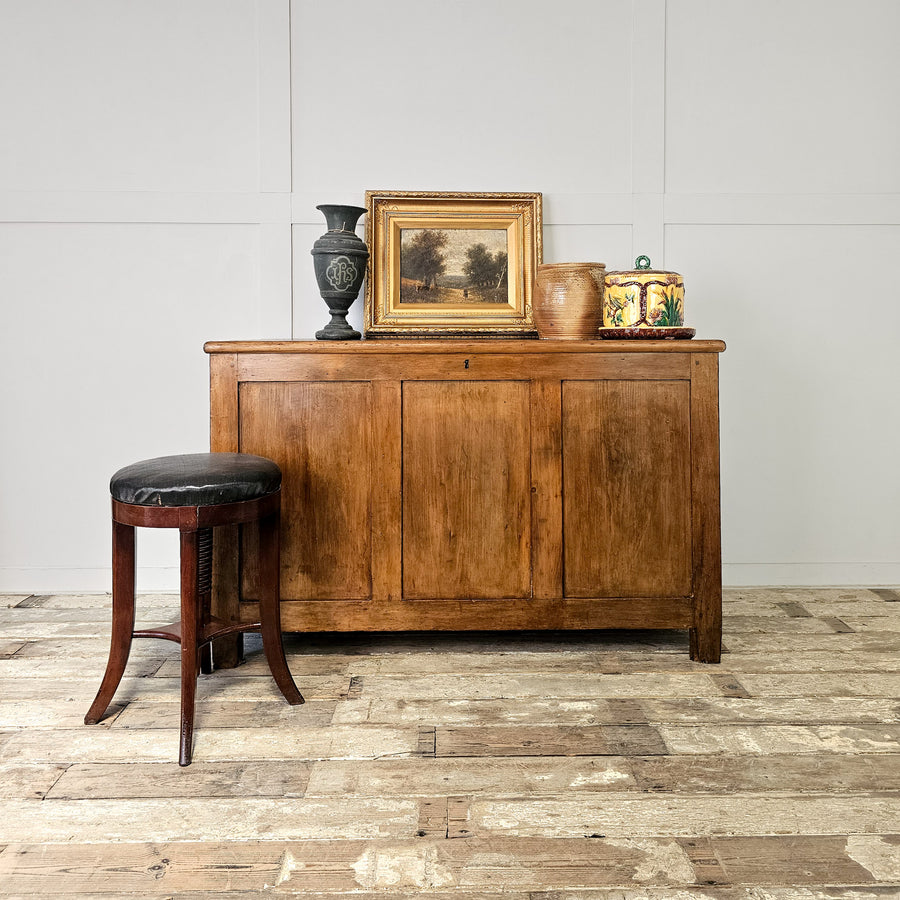 Early 20th century antique pine trunk with waxed finish and internal storage