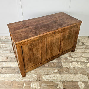 Vintage pine chest with divided internal compartments for linens or toys
