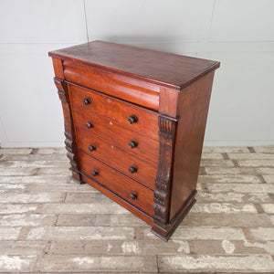 Victorian five-drawer storage chest with a secret drawer built into the top moulding.
