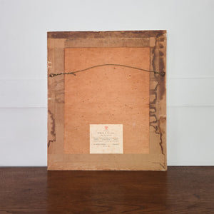 Vintage floral wall art, oil on board, gladioli in white pink and orange in a painted frame