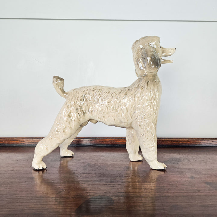 Vintage Ceramic Poodle Dog Ornament, Side View