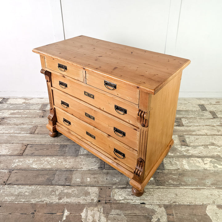 Continental bedroom drawers raised on bun feet.