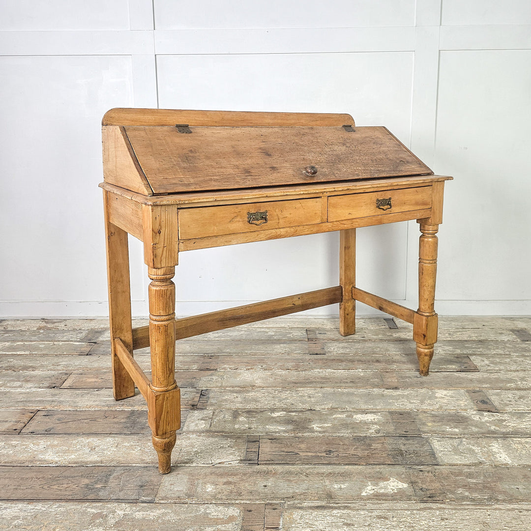 Late 19th century pine writing desk with storage drawers
