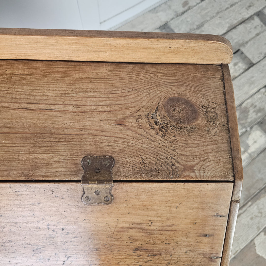 Country pine console table with drawer storage and lift-up lid
