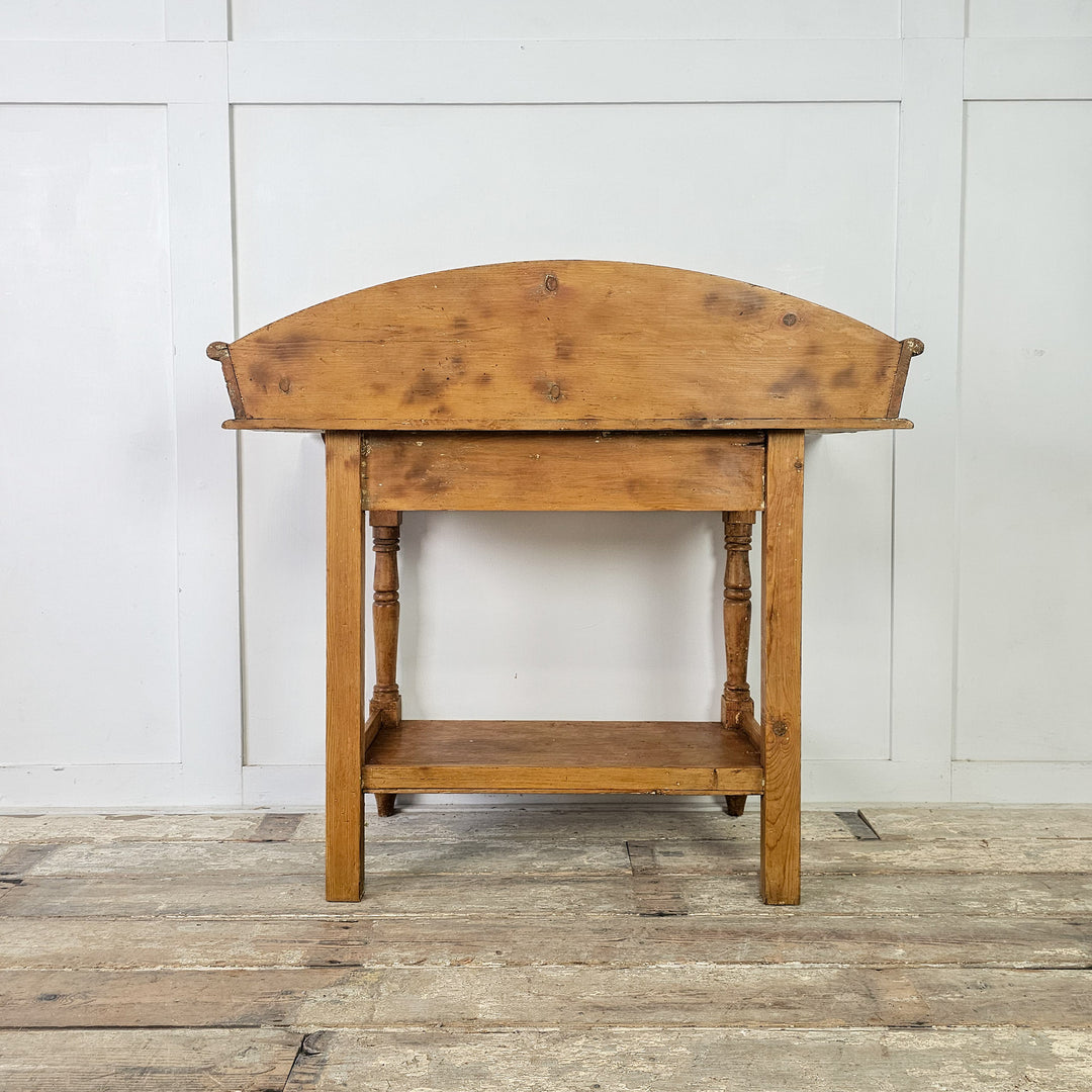 Pine dressing table with gallery and shelf