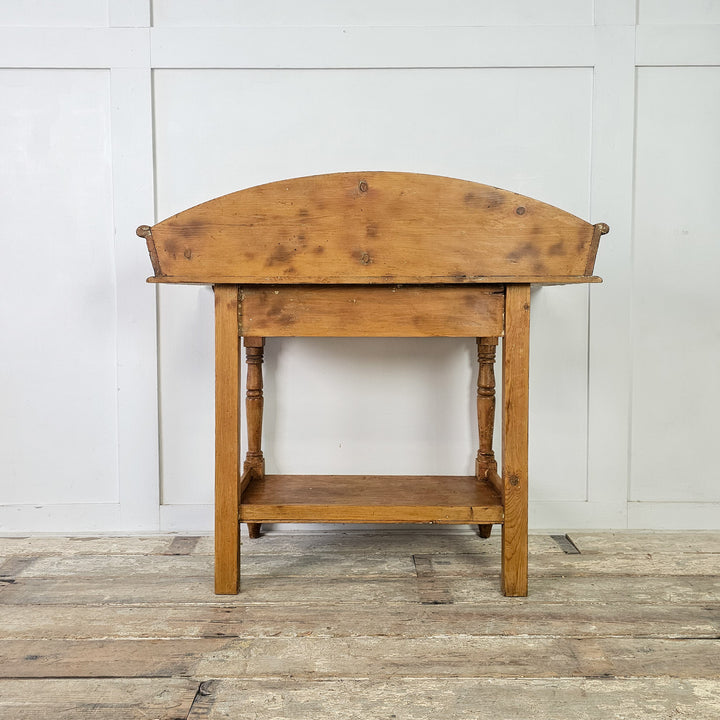 Pine dressing table with gallery and shelf