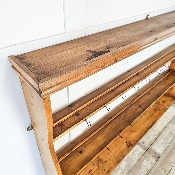 Victorian pine rack with open back design.