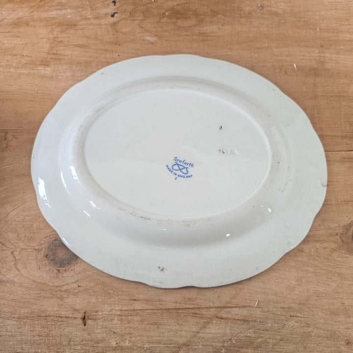 Scalloped edge vintage ceramic platter
